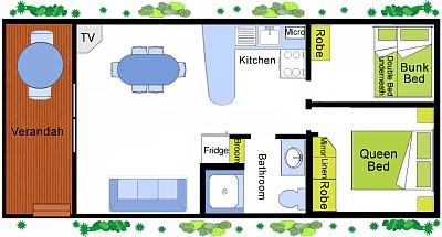 2br family cabin layout